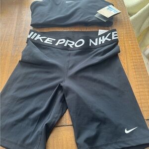Nike Pro Black Compression Shorts and Nike sports bra size m